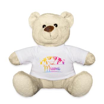 Miami Beach Palm Rainbow Design - Teddy Bear - white - Front