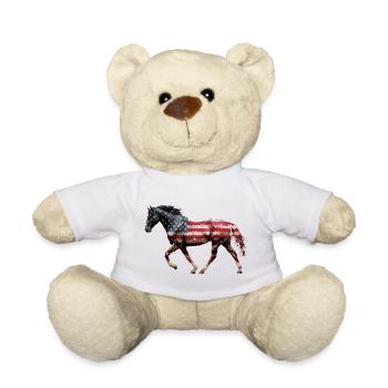 Pferd USA Flagge - Teddy - Weiß - Vorne