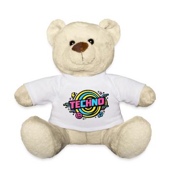 Techno Neon Retro Kreis - Teddy - Weiß - Vorne
