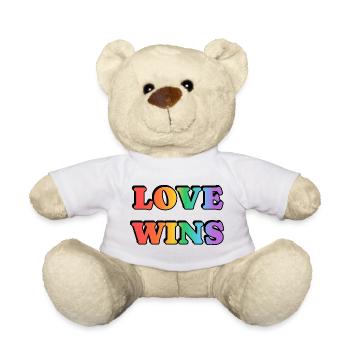 Love Wins LGBT Month Regenbogentext - Teddy - Weiß - Vorne