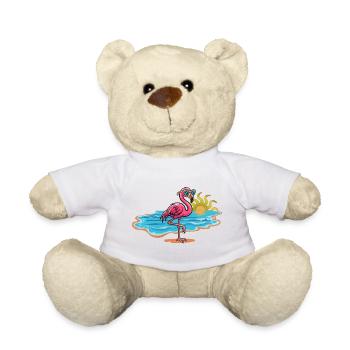 Beach flamingo with sunglasses - Teddy Bear - white - Front