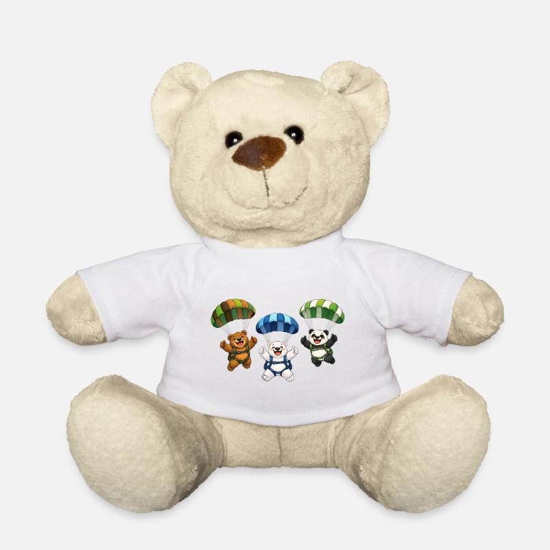Drei Bären springen mit einem Fallschirm - Teddy - Weiß