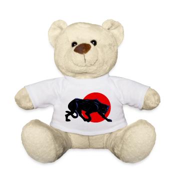 Panthère noire sur cercle rouge - Nounours - blanc - Devant