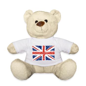 Union Flag Sketch - Teddy Bear - white - Front