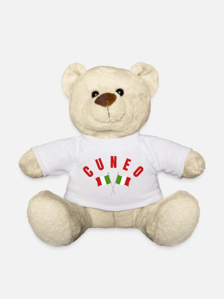 Cuneo Crossed Italian Flags - Teddy Bear - white