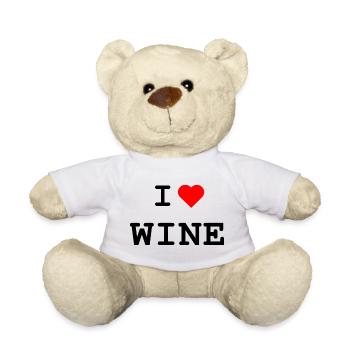 I love Wine - Ich liebe Wein - Teddy - Weiß - Vorne