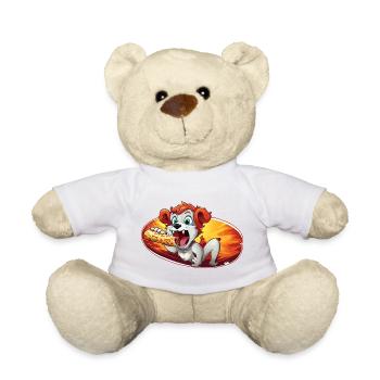 Fiery Pizza Dog - Teddy Bear - white - Front