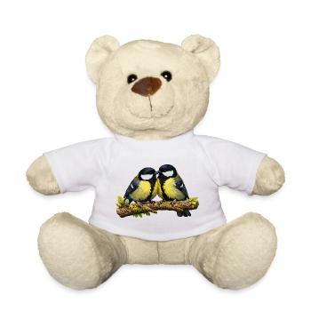 Great Pair on Branch - Teddy Bear - white - Front