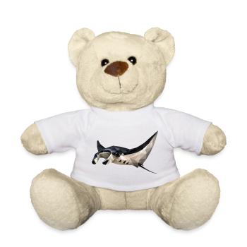 Geometrischer Mantarochen Kunstdruck - Teddy - Weiß - Vorne