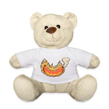Hot Dog en Flammes Cartoon - Nounours - blanc - Devant