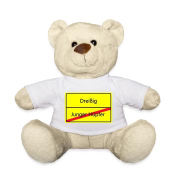 Warnschild Humor: Junger Hüpfler - Teddy - Weiß - Vorne