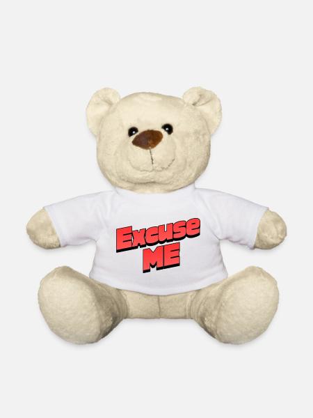 Excuse Me Retro Typo Graphic - Teddy Bear - white