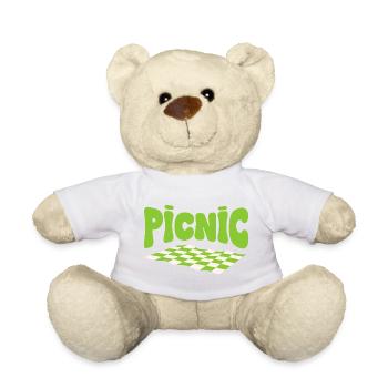 Grüner Picknick- und Chlorophyll-Schachbrettteppich - Teddy - Weiß - Vorne