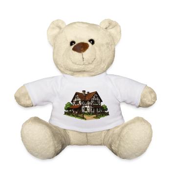 Half-timbered house on the garden path - Teddy Bear - white - Front
