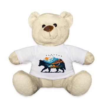 Bear Silhouette Mountain and Camping - Teddy Bear - white - Front
