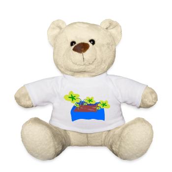 Blauer Pflanzentopf mit Kleeblättern - Teddy - Weiß - Vorne