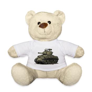 Sherman Tank Cartoon Illustration | RCCX - Teddy Bear - white - Front