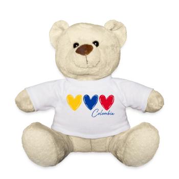 T-shirt Colombie Cœurs Drapeau Fierté - Nounours - blanc - Devant
