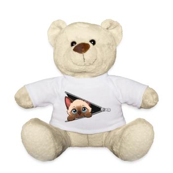 Cute Kitten Zipper Cat - Teddy Bear - white - Front