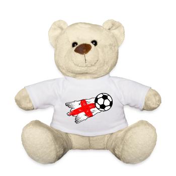 Englische Flagge trifft Fußball - Teddy - Weiß - Vorne