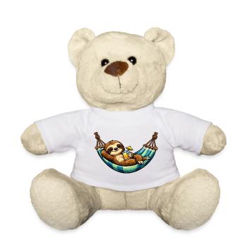 Sloth in hammock with cocktail - Teddy Bear - white - Front