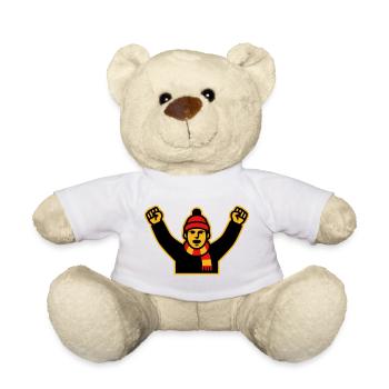 Jubelnder Fussball Fan Icon - Teddy - Weiß - Vorne