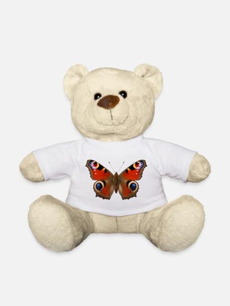 Peacock Butterfly Aglais io Realistic Style - Teddy Bear - white