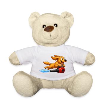 Dog Flying With Leaf Blower Jetpack - Teddy Bear - white - Front