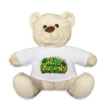Herzlichen Glückwunsch zum Geburtstag Graffiti Jungle: Entspannte Atmosphäre! - Teddy - Weiß - Vorne