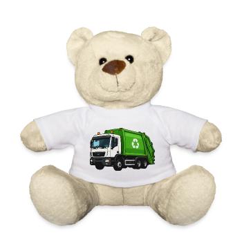 Grüner Müllwagen Recycling - Teddy - Weiß - Vorne