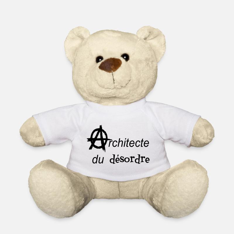 T-Shirt Anarchyarchitekt der Durcheinander-Taschentasche - Teddy - Weiß
