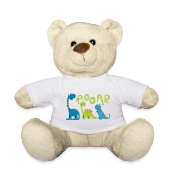 ROOAR Dino Arten Motiv I Lustiges Kinder Geschenk - Teddy - Weiß - Vorne