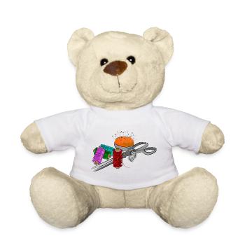 Tailor motif with scissors - Teddy Bear - white - Front