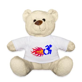 Rollstuhlfahrer mit Flammen # - Teddy - Weiß - Vorne