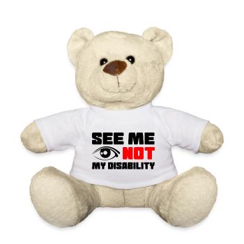 Sieh mich, nicht meine Behinderung, Rollstuhl # - Teddy - Weiß - Vorne