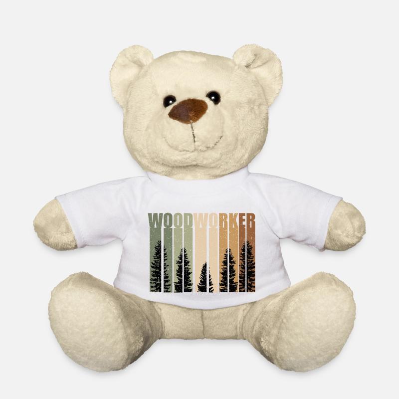 Holz Wald Baum Holzfäller Waldarbeiter Forstwirt - Teddy - Weiß
