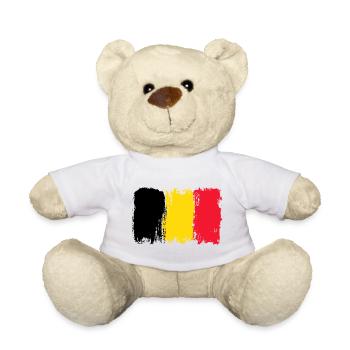 Pinselkunst der belgischen Flagge - Teddy - Weiß - Vorne