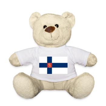 State Flag of Finland - Teddy Bear - white - Front