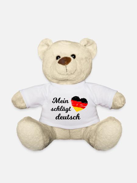 Mein Herz schlägt Deutsch - Teddy - Weiß
