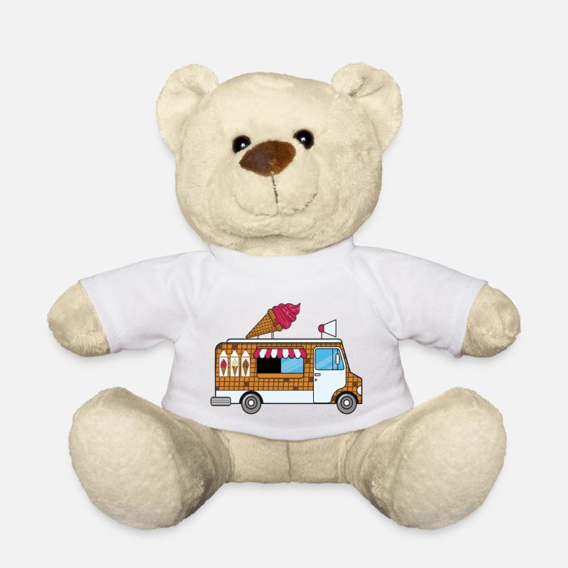Eiswagen, Eisdiele,Eisverkäufer, Eiskrem, Waffle - Teddy - Weiß