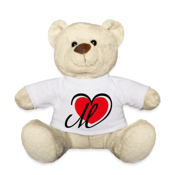 Liebe Herz Buchstabe M - Teddy - Weiß - Vorne