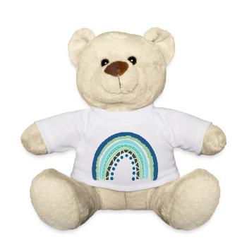 Bleu Arc-en-ciel vert avec des points - Nounours - blanc - Devant