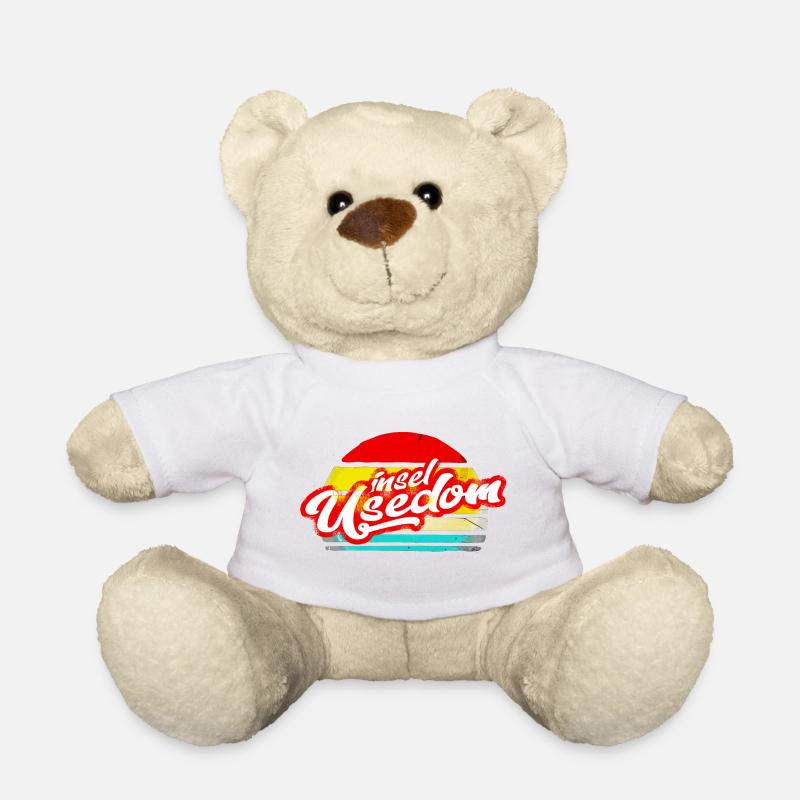 insel usedom shirt retro vintage aufkleber sticker - Teddy - Weiß