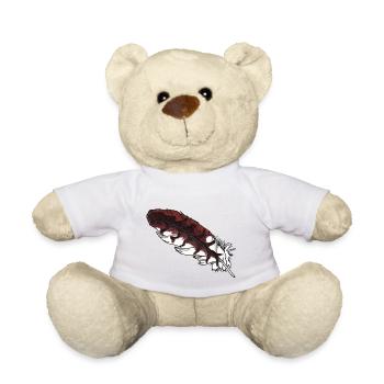 Petite plume brune dessinée à la main (milan rouge) - Nounours - blanc - Devant