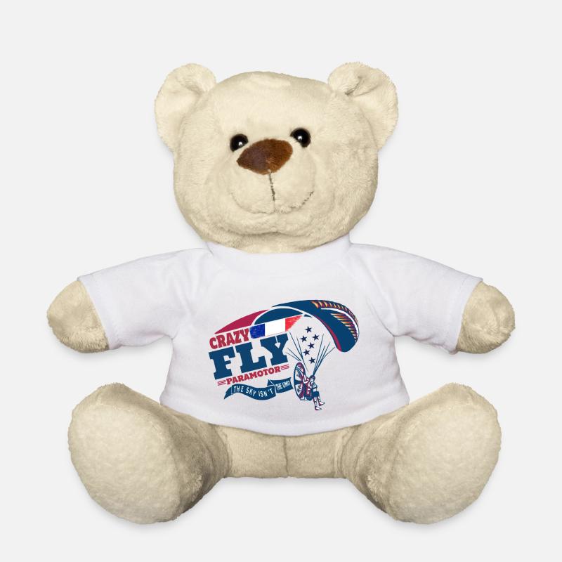 Paraglier propulsé paramoteur Crazy Fly France drapeau - Nounours - blanc