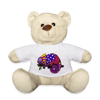 Chamäleon entspannt chillen - Teddy - Weiß - Vorne