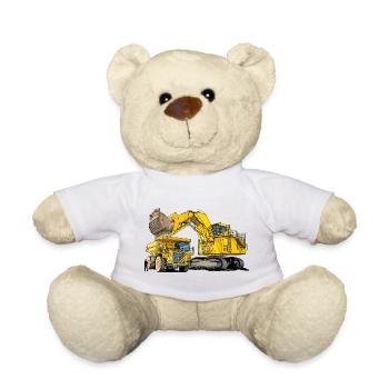 Monster Excavator with Truck - Teddy Bear - white - Front