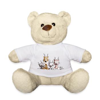 Chats rennes I Chat de Noël I Joyeux X-Mas - Nounours - blanc - Devant