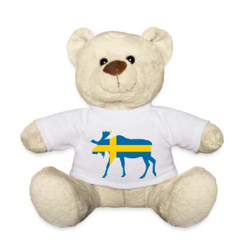 Elch Schweden Fahne Urlaub Fernweh - Teddy - Weiß - Vorne