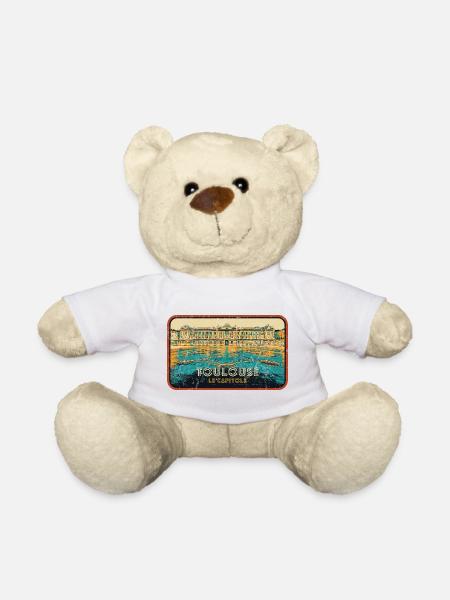 Badge retro, Toulouse France est ma ville natale - Nounours - blanc